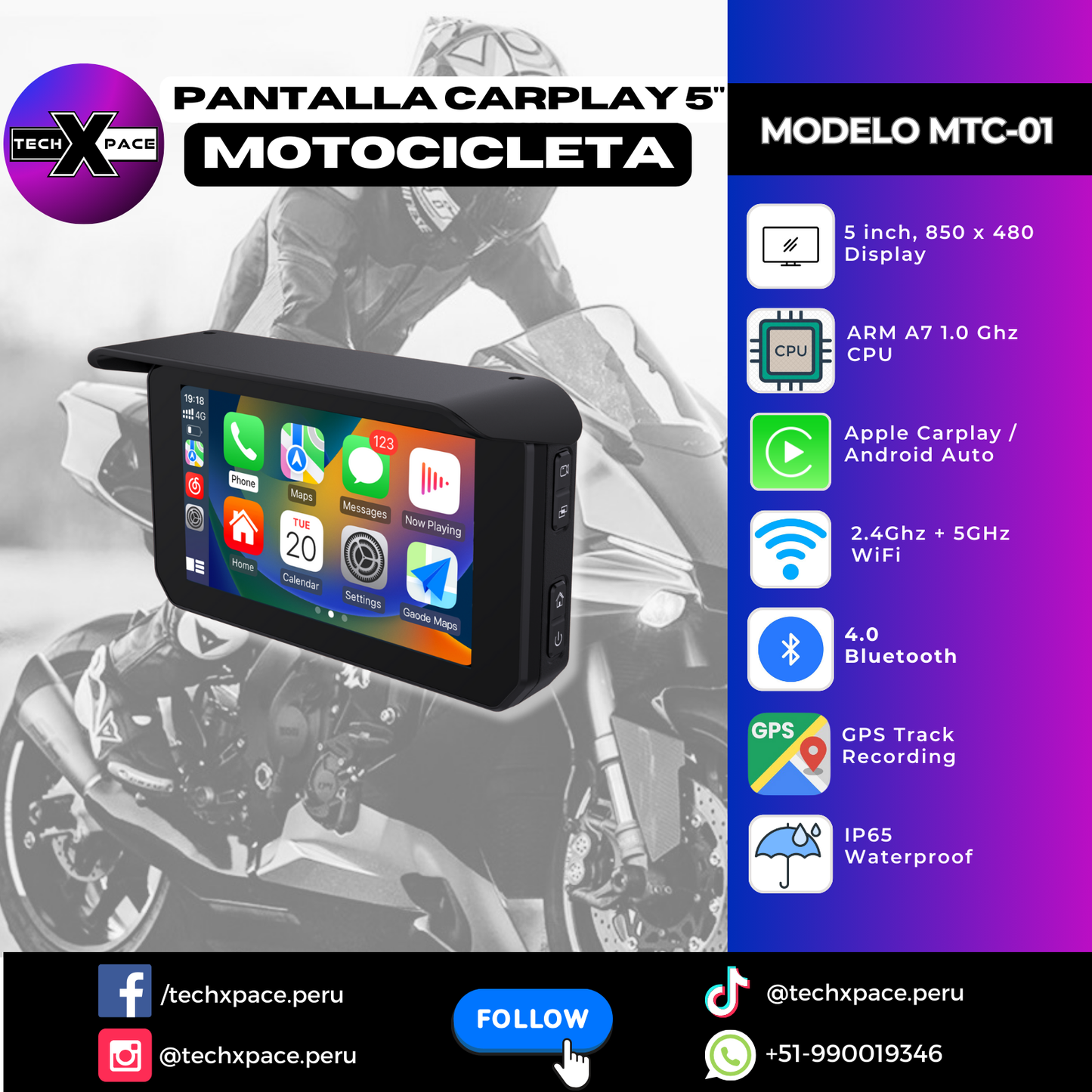 Pantalla CarPlay 5” MTC-01