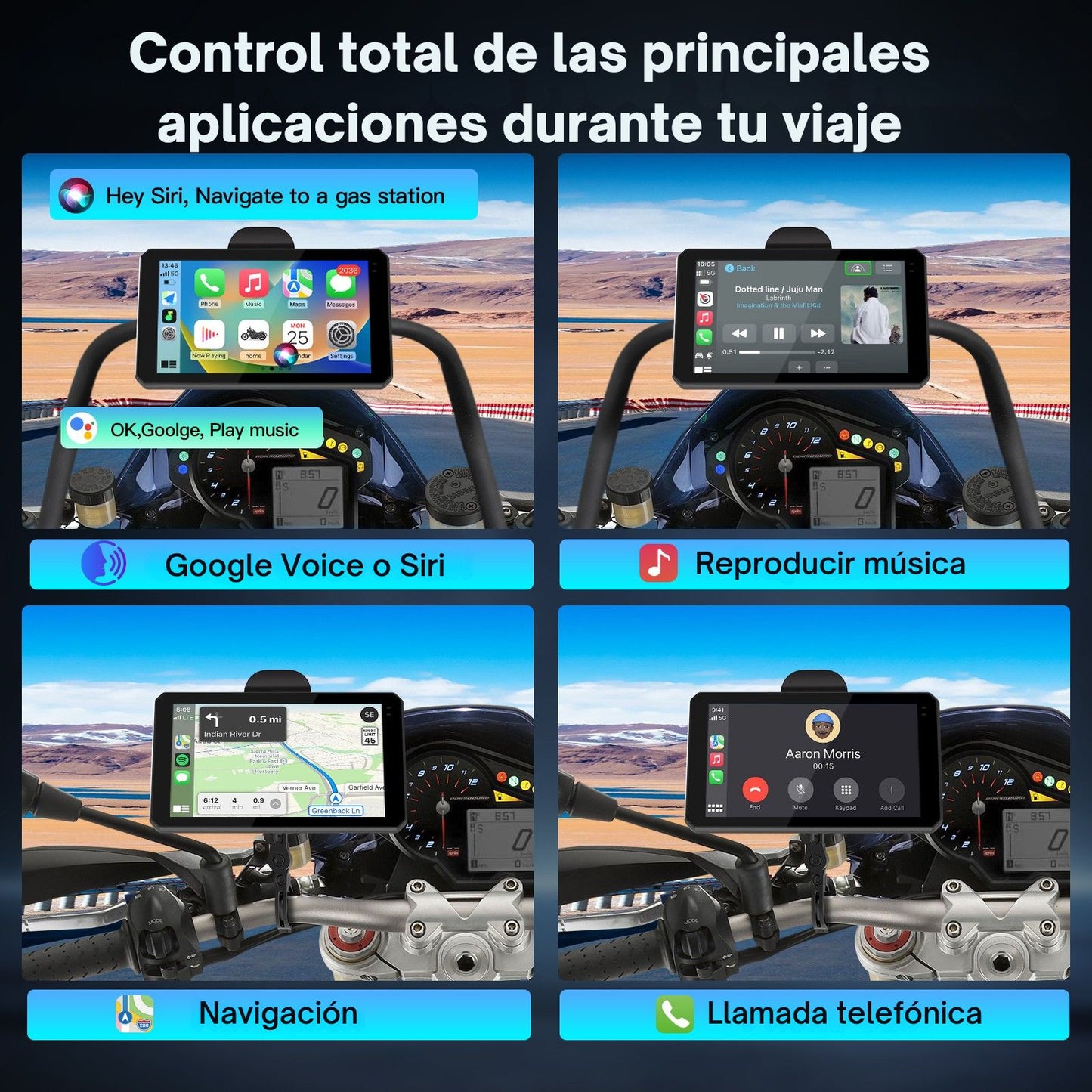 🏍️ Pantalla CarPlay de 6 pulgadas (DM601) Portátil | Universal
