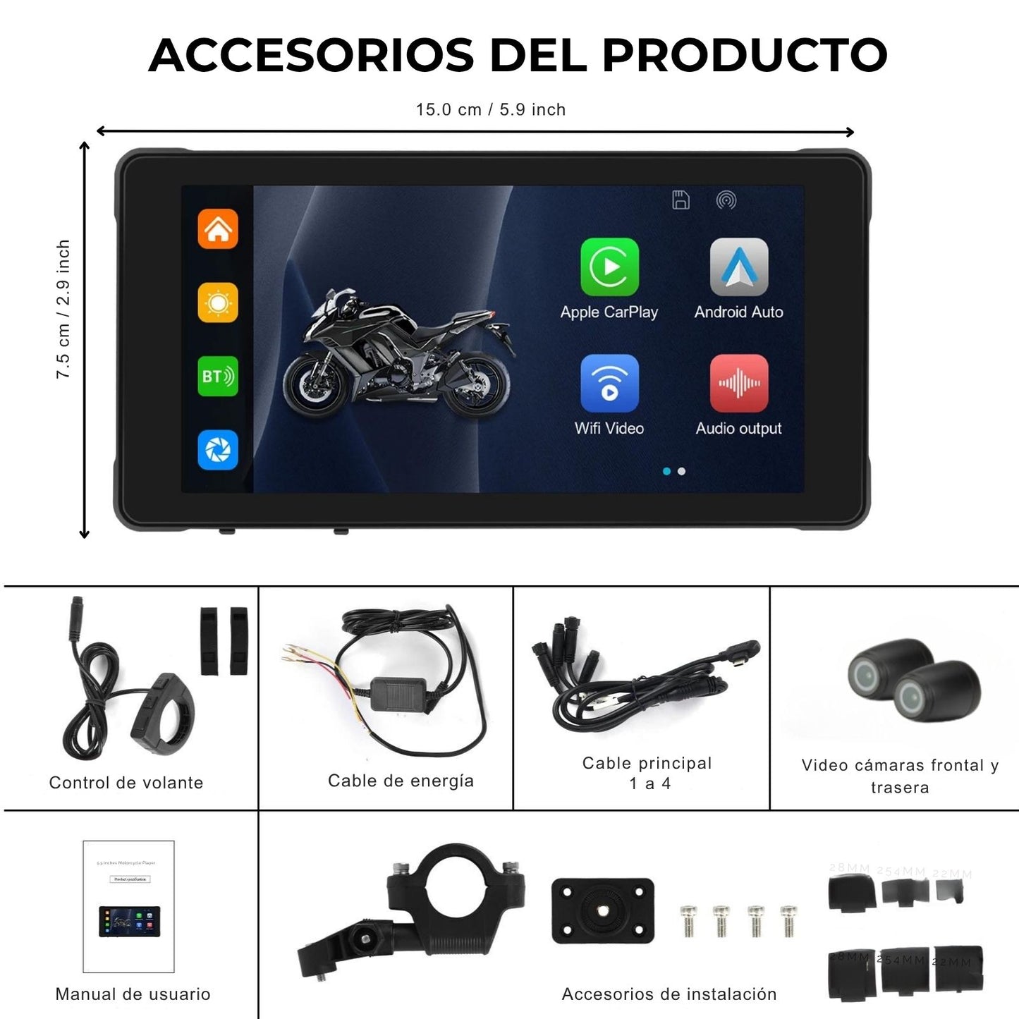 🏍️ Pantalla CarPlay de 5.5 pulgadas (A3501) | Universal