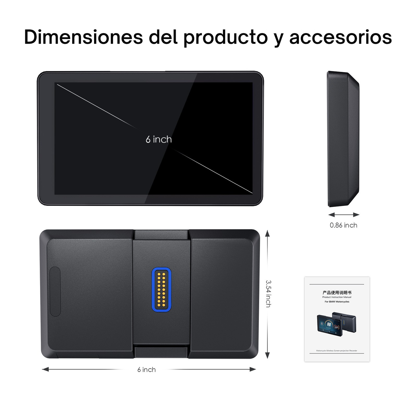 🏍️ Pantalla CarPlay de 6 pulgadas (DB601) | Portátil | exclusivo Moto BMW