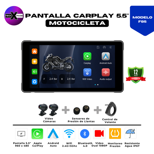 🏍️ Pantalla CarPlay de 5.5 pulgadas  (F85) | Universal