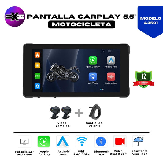 🏍️ Pantalla CarPlay de 5.5 pulgadas (A3501) | Universal