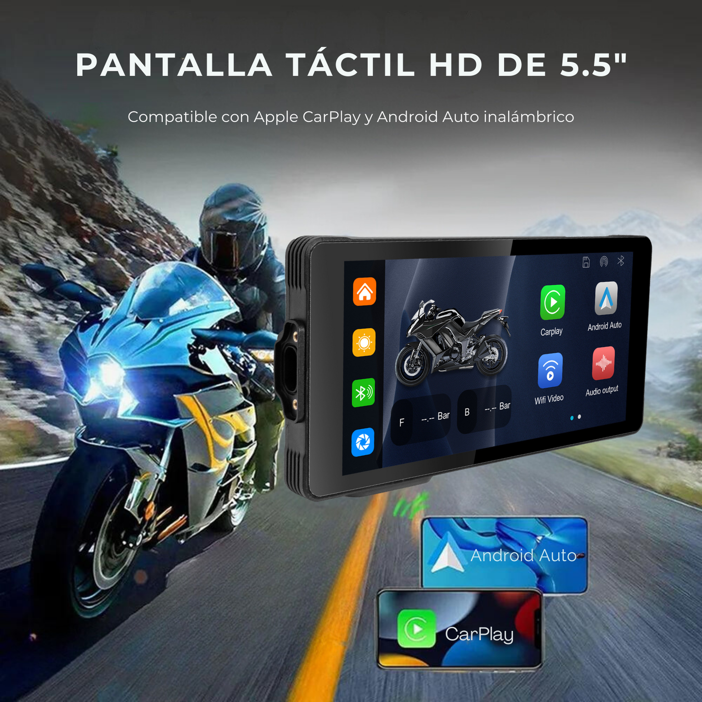 🏍️ Pantalla CarPlay de 5.5 pulgadas  (F85) | Universal