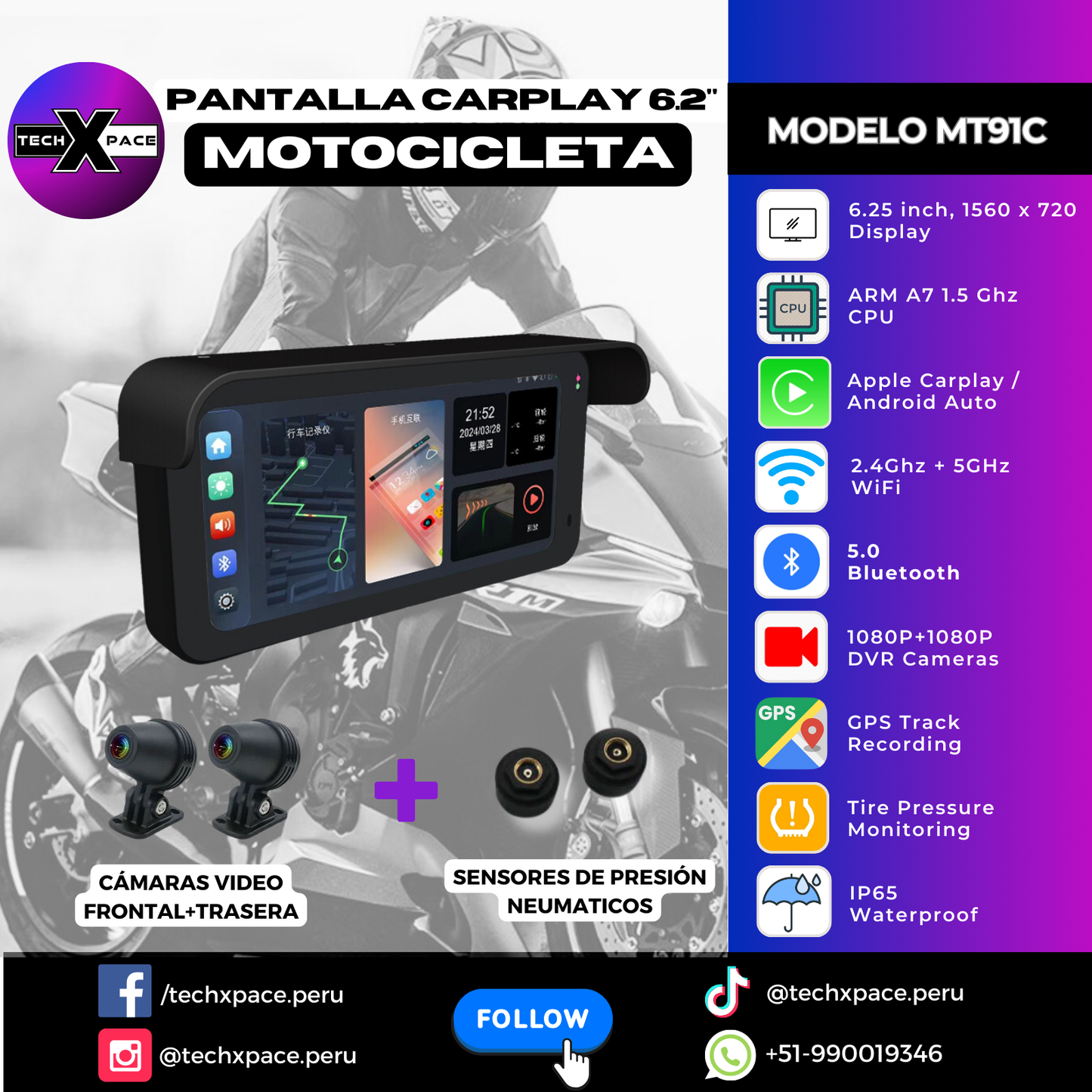 Pantalla CarPlay 6.25” MT91C