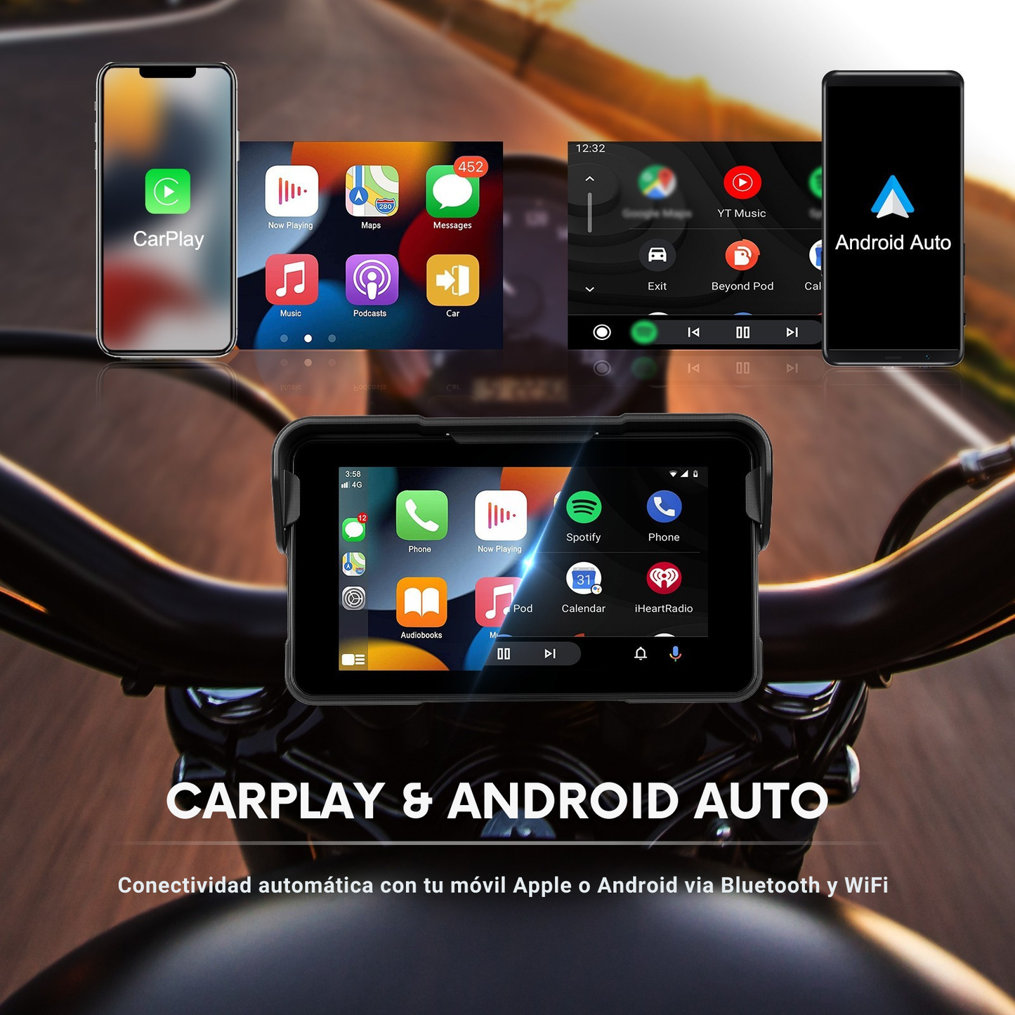 🏍️ Pantalla CarPlay de 5 pulgadas (A4203) | Portátil | Universal