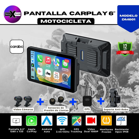 🏍️ Pantalla CarPlay de 6 pulgadas (DM601) Portátil | Universal
