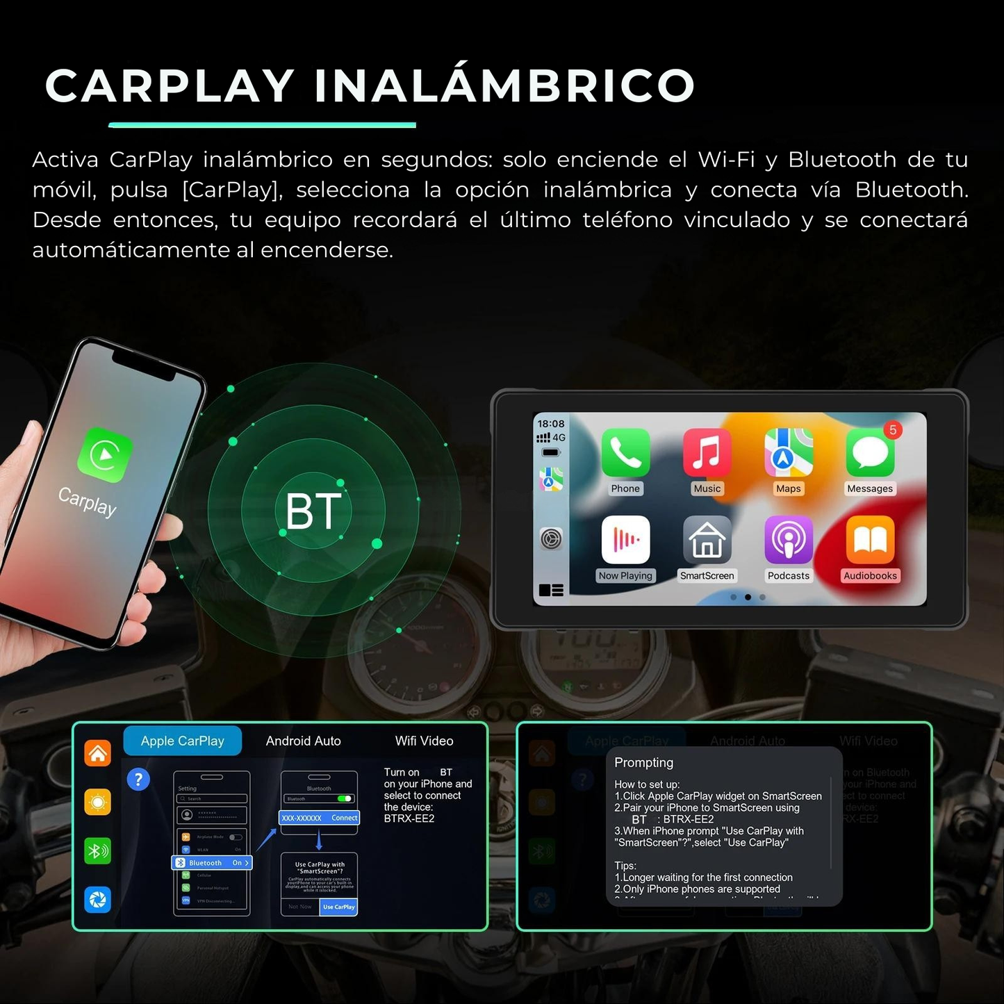 🏍️ Pantalla CarPlay de 5.5 pulgadas  (F85) | Universal
