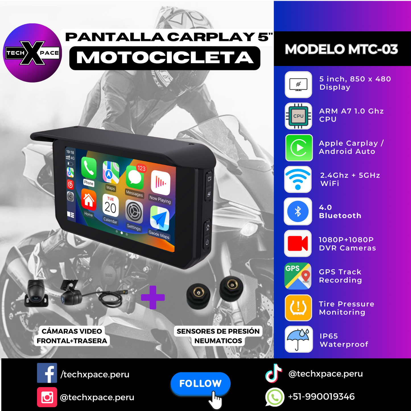 Pantalla CarPlay 5” MTC-03