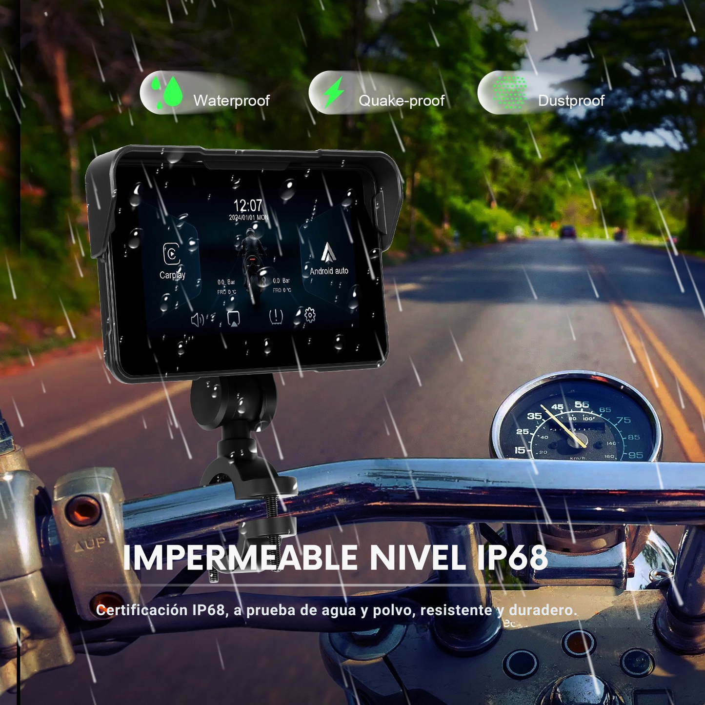 🏍️ Pantalla CarPlay de 5 pulgadas (A4203) | Portátil | Universal