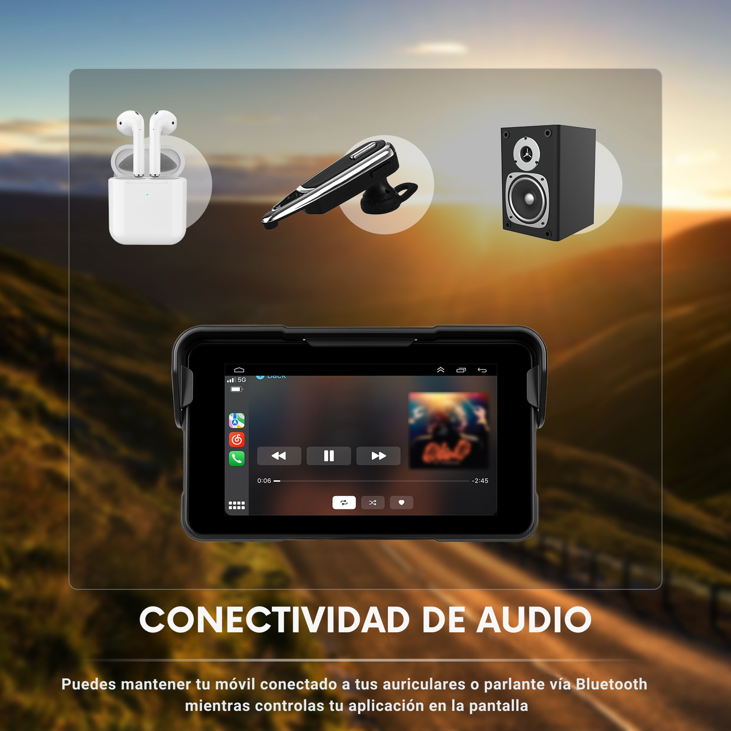 🏍️ Pantalla CarPlay de 5 pulgadas (A4203) | Portátil | Universal