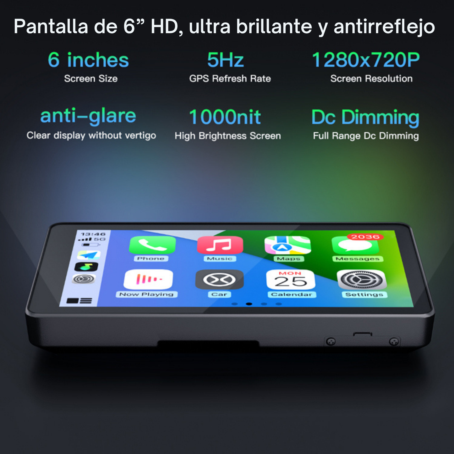 🏍️ Pantalla CarPlay de 6 pulgadas (DB601) | Portátil | exclusivo Moto BMW