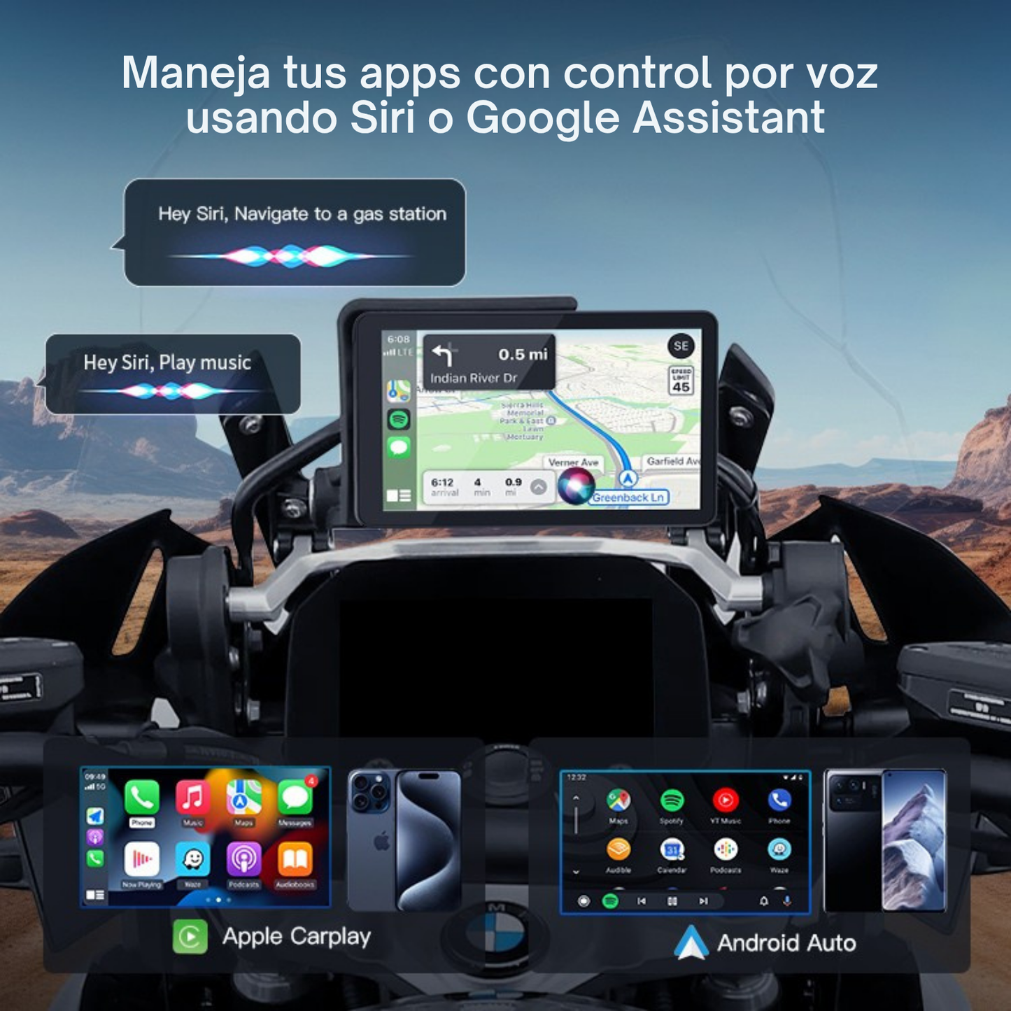 🏍️ Pantalla CarPlay de 6 pulgadas (DB601) | Portátil | exclusivo Moto BMW