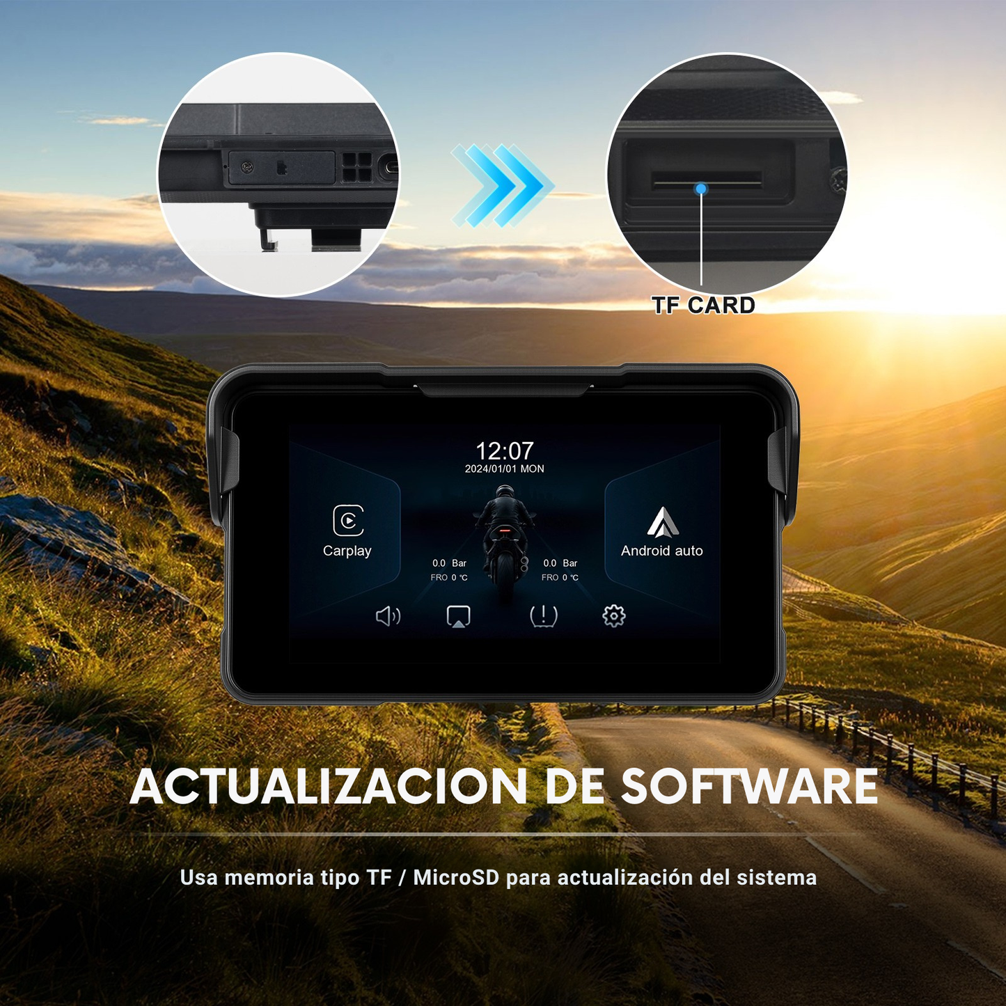 🏍️ Pantalla CarPlay de 5 pulgadas (A4203) | Portátil | Universal